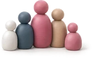 Formas arredondadas agrupadas, representando uma equipe